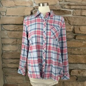 Vineyard Vines Womens Relaxed Fit Plaid Button Down Shirt Pink Blue Size 10
